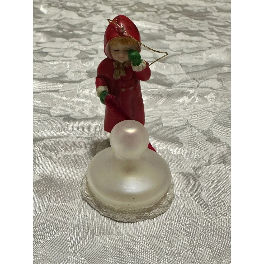 Unbranded Christmas Figurines Set 2 OS Red‎ Excellent Frosted Tree Snowman Girl